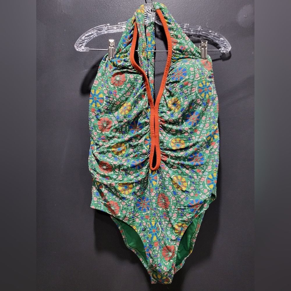 RHODE Women's Zinnia Floral Halter High Leg Cheeky One Piece Swimsuit XXL Plus